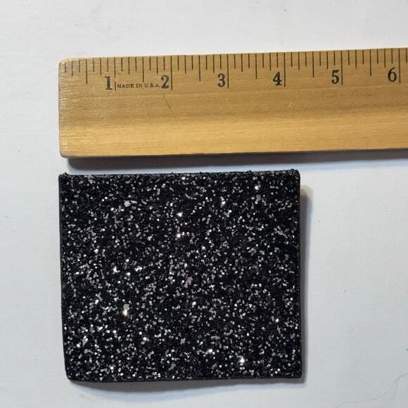 Kate Spade New York Staci Buffalo Plaid Small Slim Cardholder Black Glitter - Picture 4 of 7